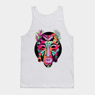 Blue Red Blend African Mask 1 Tank Top